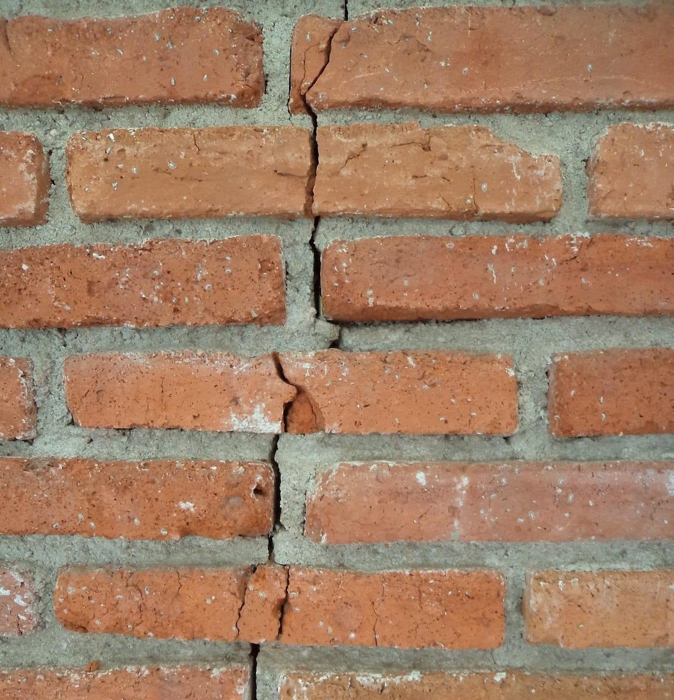 Stair-step crack in a brick wall
